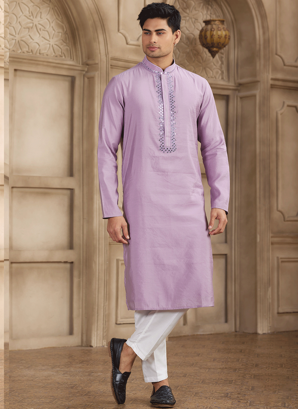 Purple color Art Silk Kurta Payjama