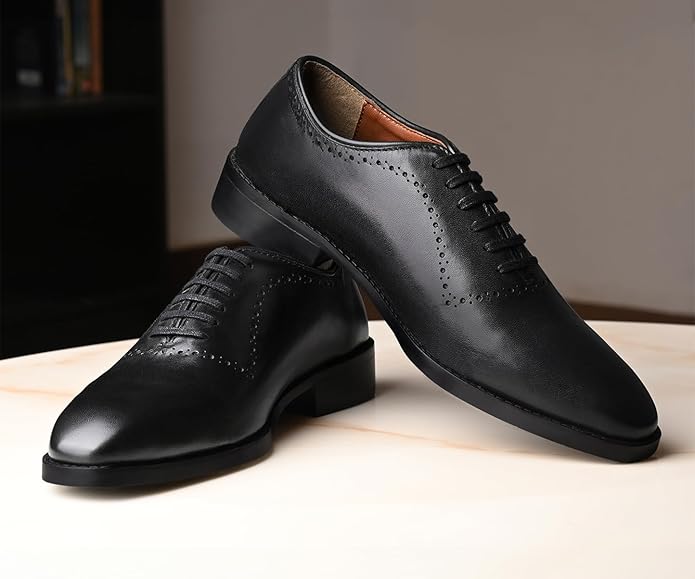 Leather Whole Cut Derby Formal Shoes for Men